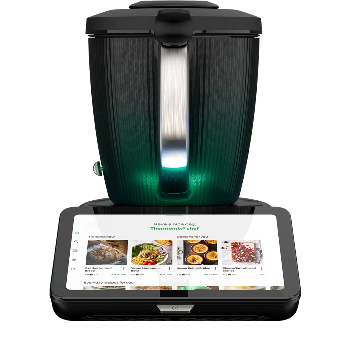 Thermomix TM7, önden görünüm, 10 inç ekran açık